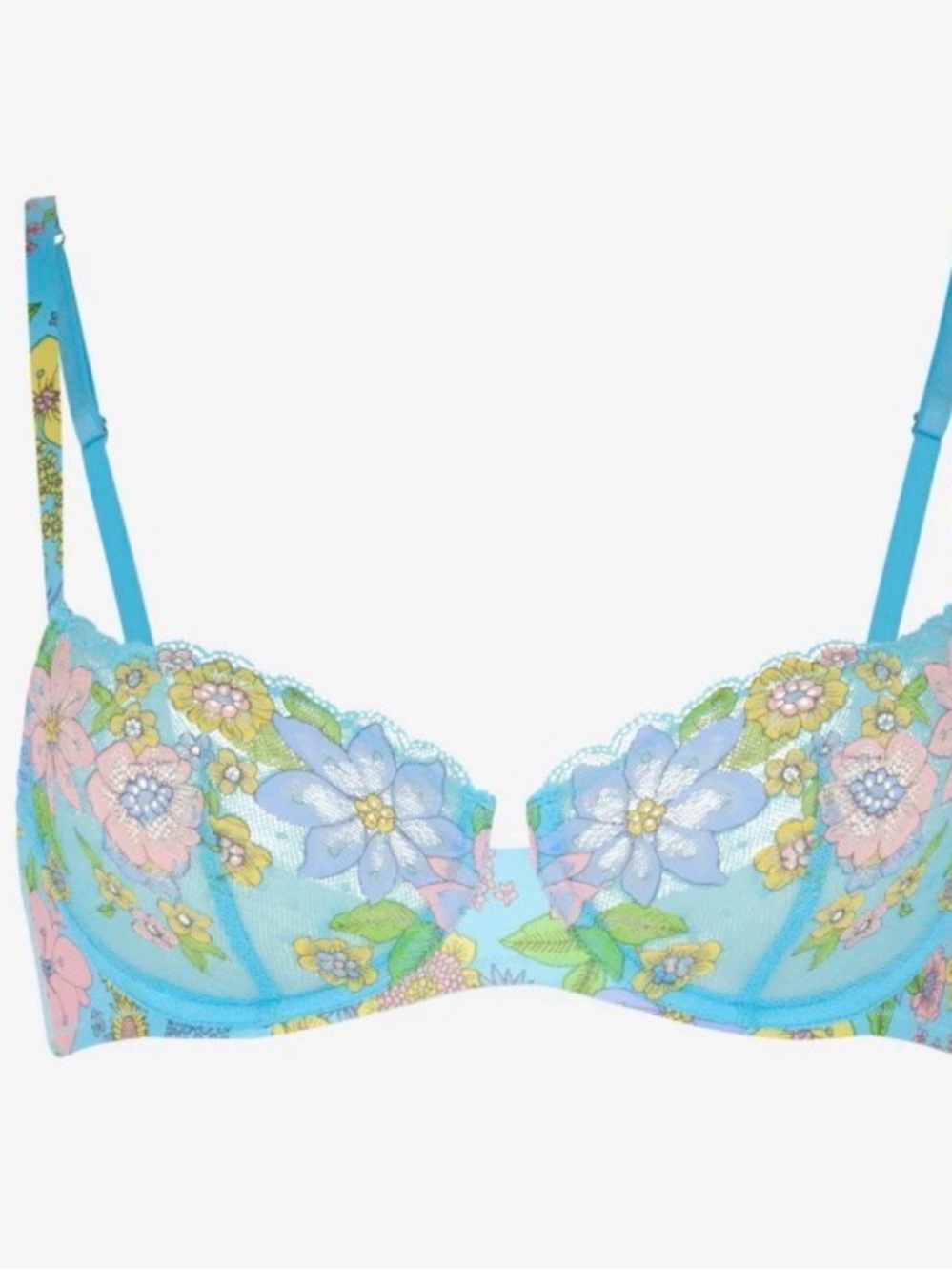 Savage X Fenty Mod Poppy Unlined Lace Balconette Bra in Jet-Setting Blue